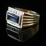 MN-67 Mens Created Black Onyx & Created Diamond Ring