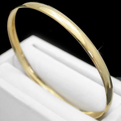BNB-63 6mm Solid Highly Polished 14k Yellow Gold Bangle