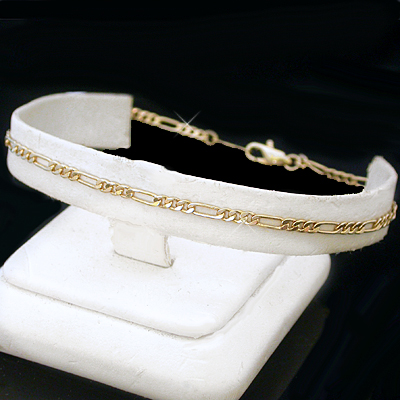 A-10a 2mm Italian Cut Figaro Link Anklet