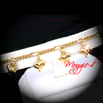 A-150 - Dangling Puffed Heart Charm Link Anklet
