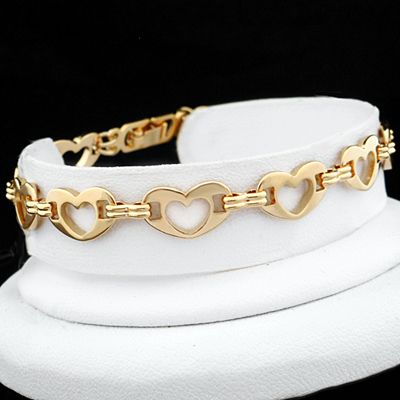 A-96b 8mm Puffed Open HEART LOVE Link Anklet