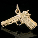 G-12- HAND PISTOL / GUN Gold Layered Charm Pendant