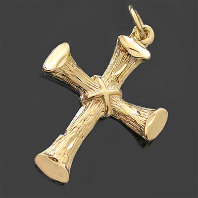 R-40- Concave CROSS 14k Gold Layered Charm Pendant