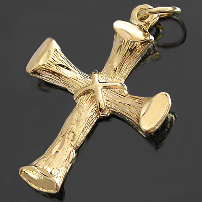 R-40- Concave CROSS 14k Gold Layered Charm Pendant