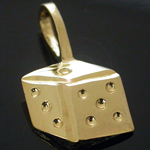 SP-155- 2D DICE 14k Gold Layered Charm Pendant
