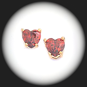 BSE-61-January Garnet Birthstone Heart Stud Earrings