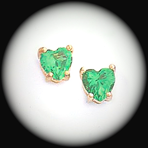 BSE-65- May Emerald Birthstone Heart Stud Earrings