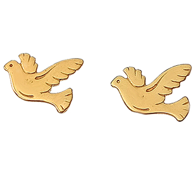 LE-80 Dove Shaped Kids 14K Gold GL Stud Earrings