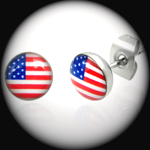 PEE-010 - Mens USA FLAG Stainless Steel Stud Earring