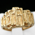 MN-4 Mens 14mm Wide Diamond Cut Nugget 14k Gold Layered Ring